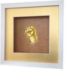 Beyaz çerçeveli çocuk el izi heykeli seti Altın rengi - Altın renkli paspartu