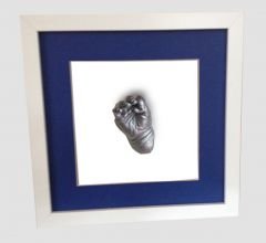 Beyaz çerçeveli çocuk el izi heykeli seti Gümüş rengi - Mavi renkli paspartu