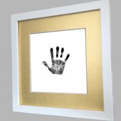 Inkless print beyaz çerçeveli el ve ayak izi alma seti Altın renkli paspartu