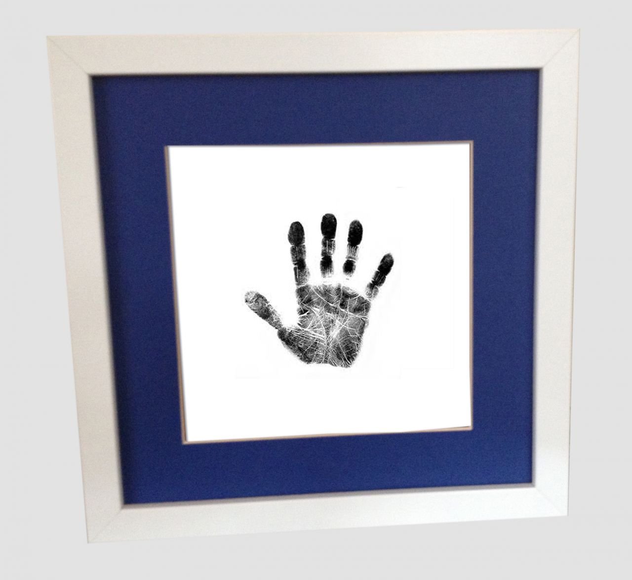 Inkless print beyaz çerçeveli el ve ayak izi alma seti Mavi renkli paspartu