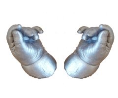 3 boyutlu bebek 2 adet el izi heykeli seti Gümüş rengi
