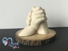 Ahşap stand'lı Anne-çocuk seti Gümüş rengi