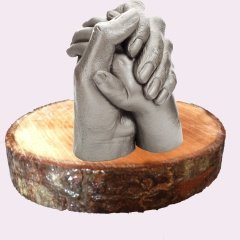 Ahşap stand'lı Anne-çocuk seti Gümüş rengi