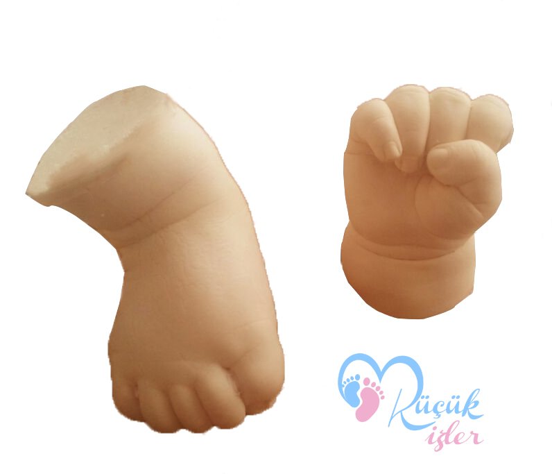 3 boyutlu bebek el ve ayak izi heykeli seti Ten rengi
