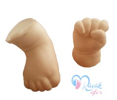 3 boyutlu bebek el ve ayak izi heykeli seti Ten rengi