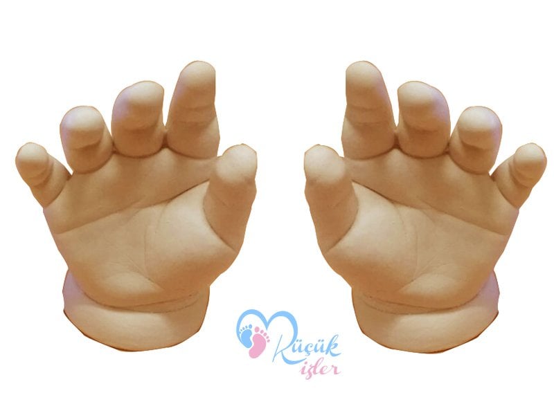3 boyutlu bebek 2 adet el izi heykeli seti Ten rengi