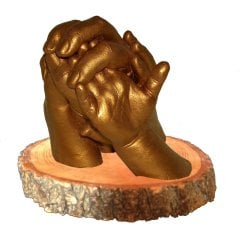 Ahşap stand'lı Bütün Aile seti Altın rengi