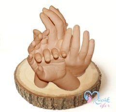 Ahşap stand'lı Bütün Aile seti Ten rengi