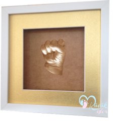 Beyaz çerçeveli çocuk el izi heykeli seti Ten rengi - Altın Paspartu