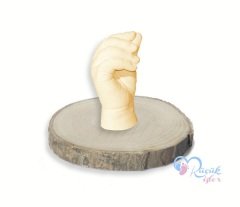 Ahşap stand'lı 3 boyutlu çocuk el izi heykeli seti Ten rengi