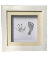 Inkless print beyaz çerçeveli el ve ayak izi alma seti Krem renkli paspartu