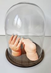 Cam fanuslu 3 boyutlu bebek el ve ayak izi heykeli seti Ten rengi