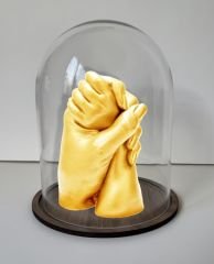 Cam fanuslu Anne-çocuk seti Altın rengi