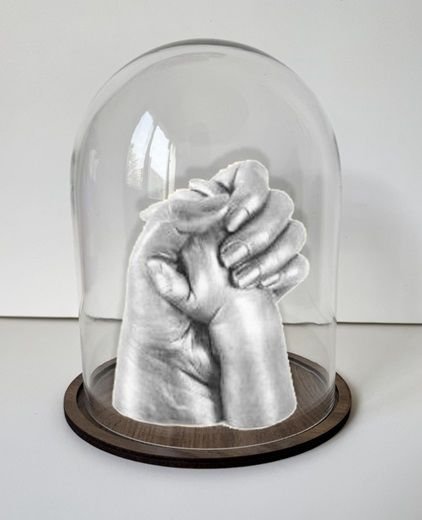 Cam fanuslu Anne-çocuk seti Gümüş rengi